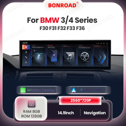 Multimedia Touchscreen BMW – Navigatiesysteem – Infotainmentsysteem – Android Auto – Draadloze CarPlay – 14,9 Inch Scherm – 2560x720 Resolutie
