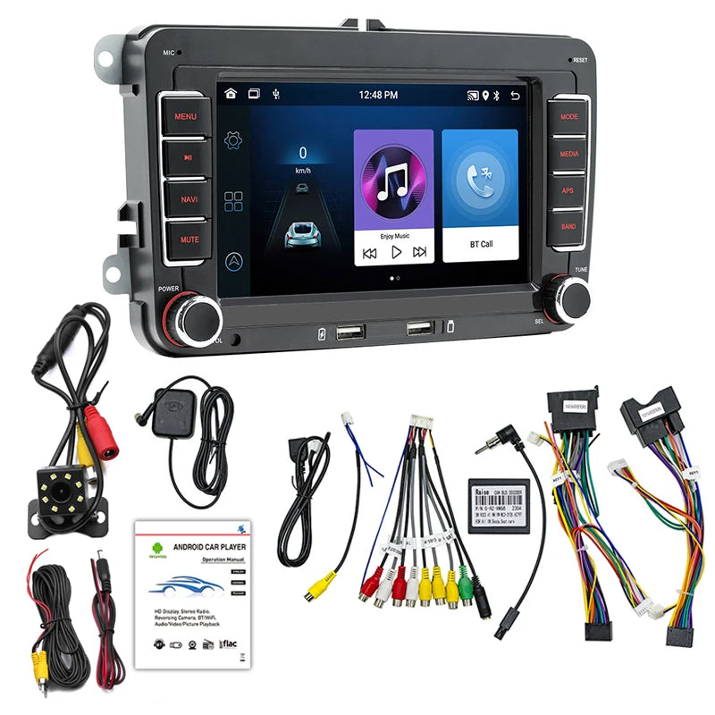 Multimedia car radio with GPS Android player Universal, Carplay, Wifi, for Volkswagen Golf 5, 6, Polo, Passat B6, B7, CC, Skoda