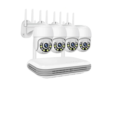 Beveiligingscamerasysteem - 8CH 5MP Camera - Openlucht - POE-camera - Bewakingscamera - AI-menselijke detectie -  Beveiligingscamera - Beveiligingscamerasysteem - Nachtzicht - 4 stuks - Wit