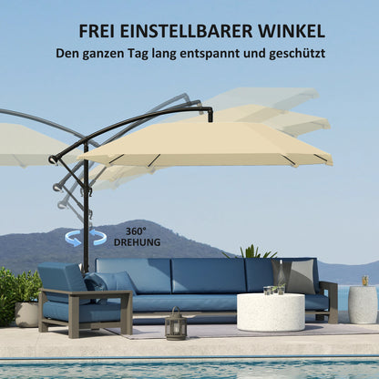 Verstelbare Tuinparasol – Balkonparasol – Zonneparasol – Buitenparasol – 360° Draaibaar Dak – UV-Bescherming – Stevig Gepoedercoat Frame - Crème