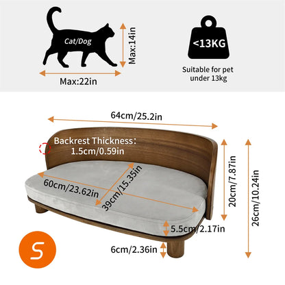 Huisdierbed – Dierenbed – Kattenbed – Hondenbed – Houten Frame – Waterdichte Hoes – Verhoogd Ontwerp