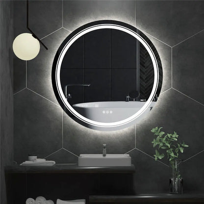 LUVODI Round Illuminate Bathroom Mirror Circle Washroom Toliet Wash Basin Fogless Vanity Mirror Waterproof