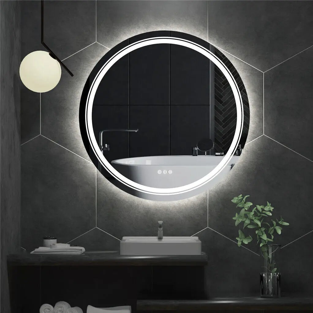 LUVODI Round Illuminate Bathroom Mirror Circle Washroom Toliet Wash Basin Fogless Vanity Mirror Waterproof