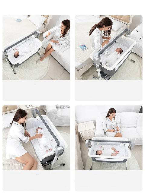 Elektrisch Babybed - Wieg - Co-Sleeping Functie – Verstelbare - Ledikant – Multifunctionele Cradle - Bassinet - Bluetooth - Khaki