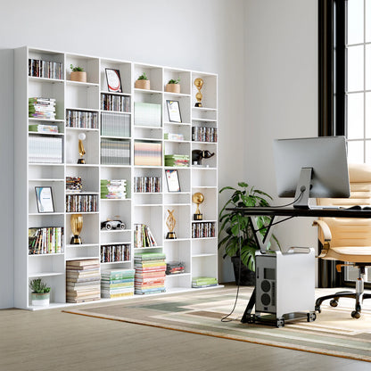 Hoge Boekenkast – Boekenkast – Cd Rek – Dvd Kast – Opbergkast – Wit Hout – 27 Verstelbare Vakken – 190 cm Hoog