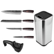 Keukenmessen - Knife set - Chef Knife - Knives - Kitchen Knife - Koksmes voor keuken - Damascus Santoku Messenset - Japans Scherp Hakmes Snijmes - 6-Delige Houderset