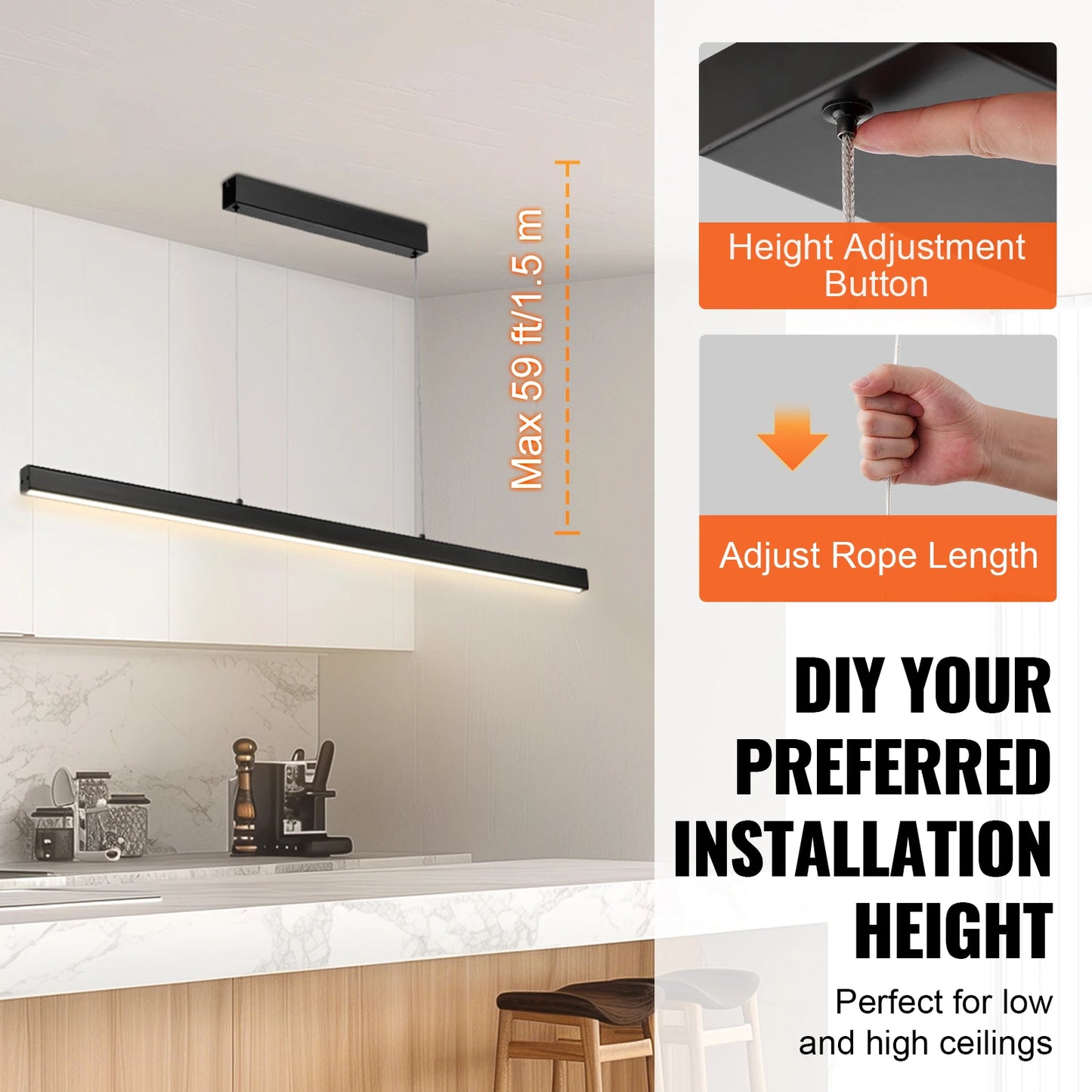 Dimmable LED Pendant Light - LED Ceiling Light - Chandelier - 20W Linear Ceiling Light - 120 cm - AC - With Remote Control - Adjustable - Color Temperature - Modern Lighting