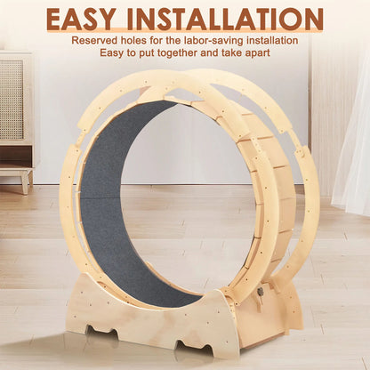 Katten Loopwiel - Looprad - Fitness - Stevig Hout - Stille Draaiende Dieren - 42,51inch - voor Grote Katten - Zware Binnen Rennwiel - met Anti-Slip Ontwerp - Geel