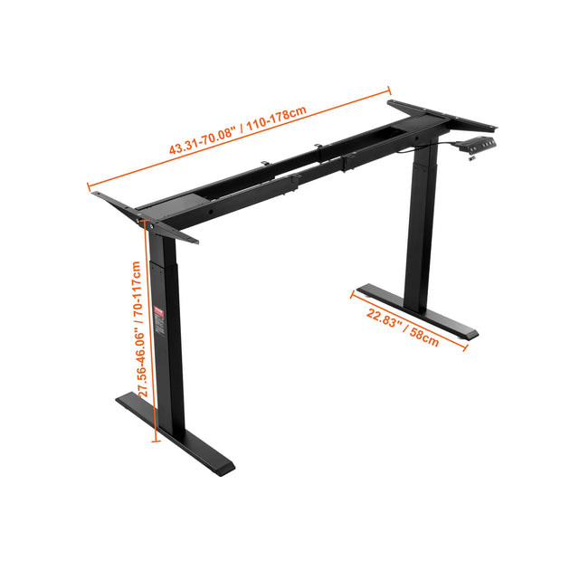 Sit Stand Desk - Sit Stand Desk Electric - Desk Stand - Desk Stand - Electric Desk Stand - DIY Workstation Base - for home and office - 70-120 cm - Double - Black