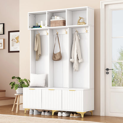 Multifunctionele Kledingkastset - Laden - Kledinghaken - Modern design met Mydraulische - Scharnieren en Praktische - Opbergruimte - 192 cm - Wit