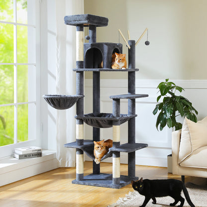 Kattenboom – Kattenhuis – Krabpaal – Kattenkrabpaal – Kattenmeubel – Luxe Houten Constructie – Vijf Verdiepingen Hoog