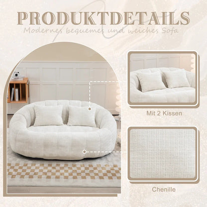 Zitzakbank – Zitzakstoel – Loungestoel – Loungebank – Zitzak – Beige Chenille – Hoogwaardig Schuim – Ruim Formaat 150x95x63 cm