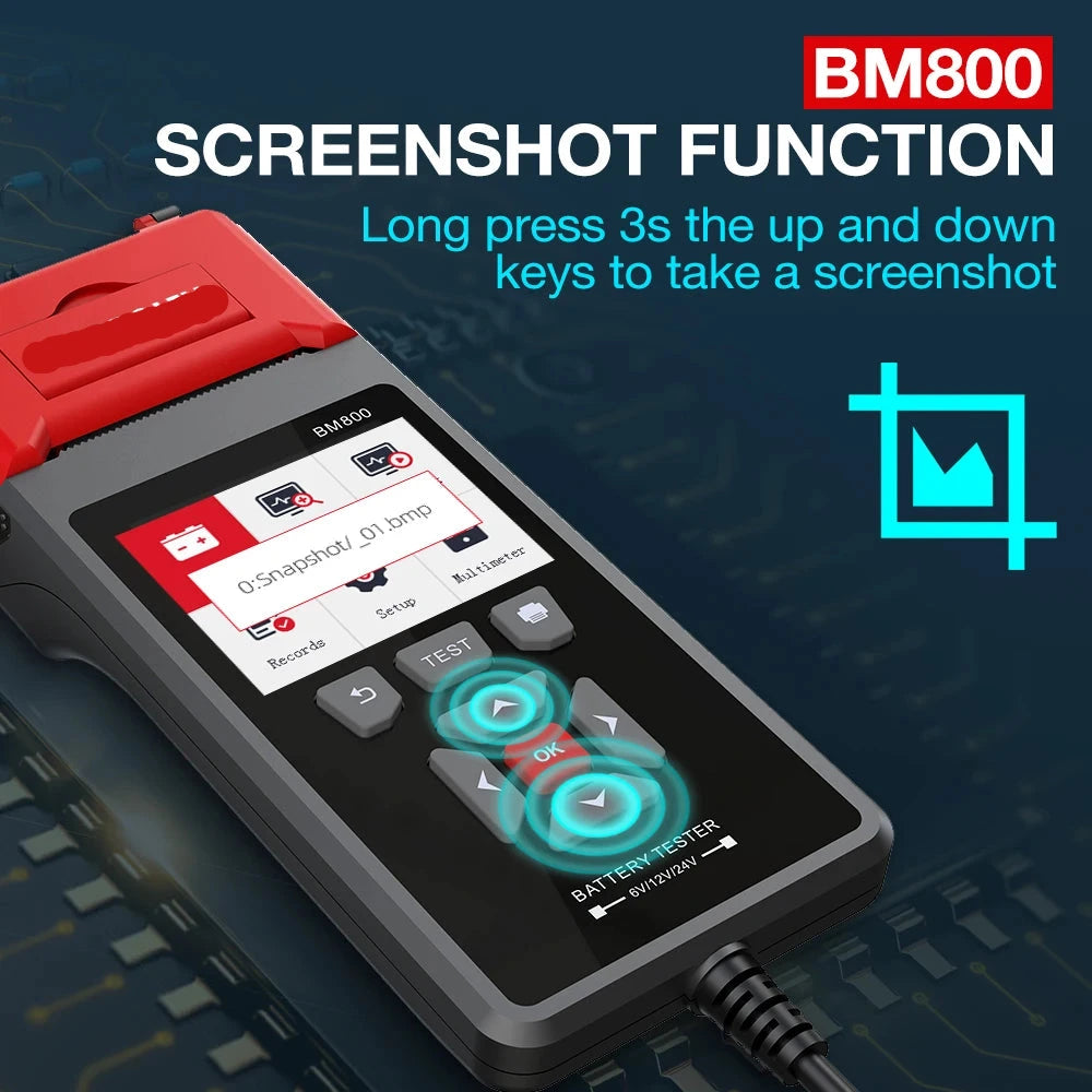 Professionele Auto Accutester – Batterijtester – Accu Analyzer – Laadsysteem Tester – Startvermogen Checker – Direct Printen – Kleurenscherm