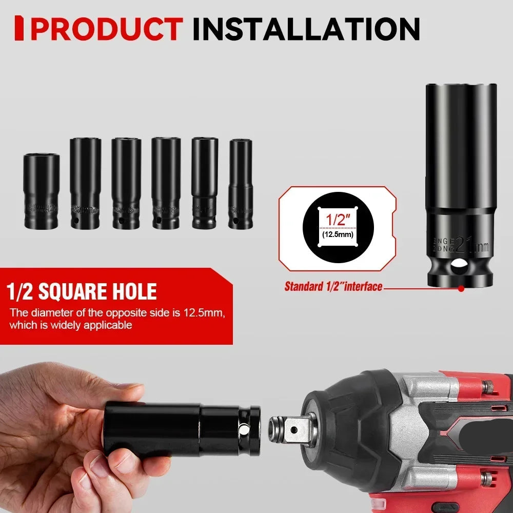 Slagmoersleutel - Slagmoermachine - Slagschroevendraaier - 1800Nm - 1/2 Inch - Krachtige - Brushless - met 2 Accu’s & EU Lader – Voor 21V/18V Batterijen - Rood - QUORE