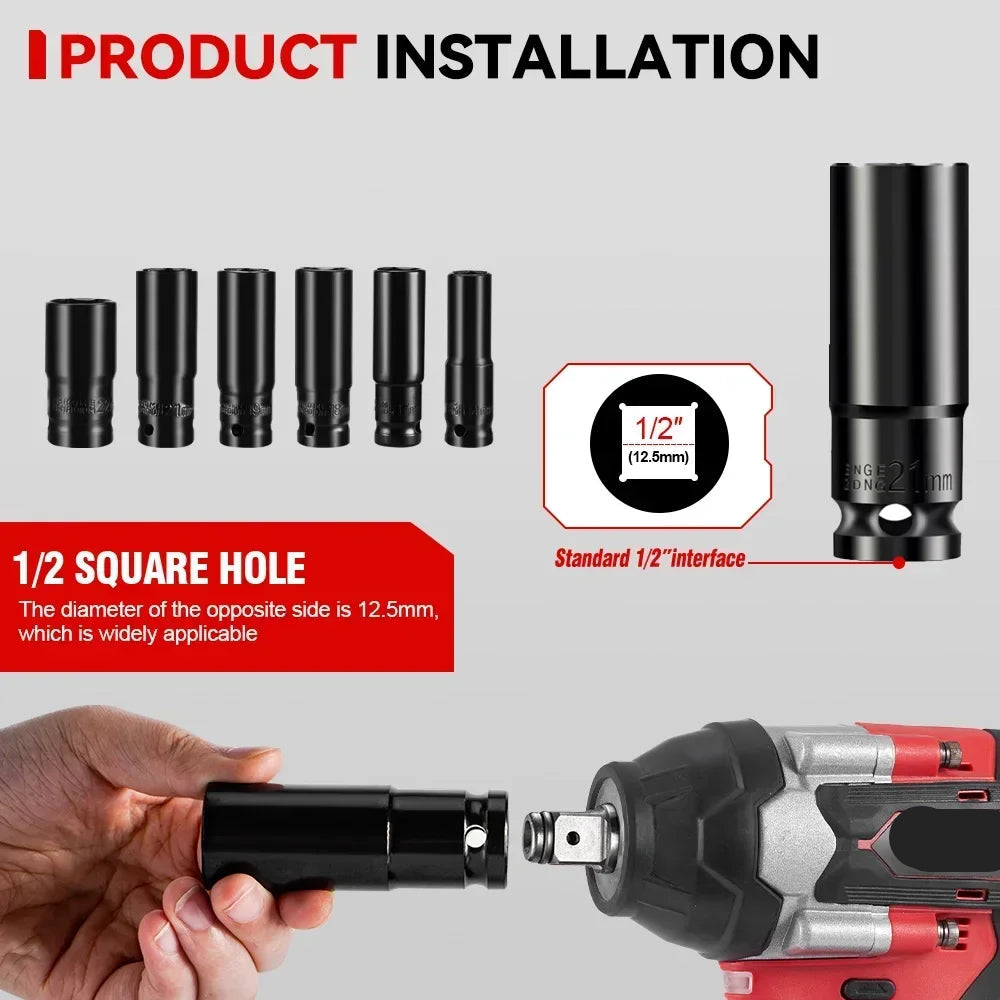 Slagmoersleutel - Slagmoermachine - Slagschroevendraaier - 1800Nm - 1/2 Inch - Krachtige - Brushless -  Zonder Accu – Voor 21V/18V Batterij - Rood - QUORE