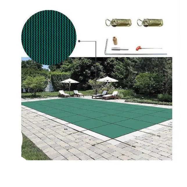 Zwembadafdekking - Zwembad Afdekzeil - Inground Zwembadden Veiligheidsafdekking -  20x40ft – Mesh & Solide Winterbescherming - Rechthoekige - Groen