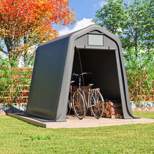Opbergtent Motorstalling – Garage Tent – Fietsenberging – Tuinkast – Schuur – Waterdicht PE-Zeil – Verstevigd Stalen Frame – 160x218x172 cm – Ritssluiting