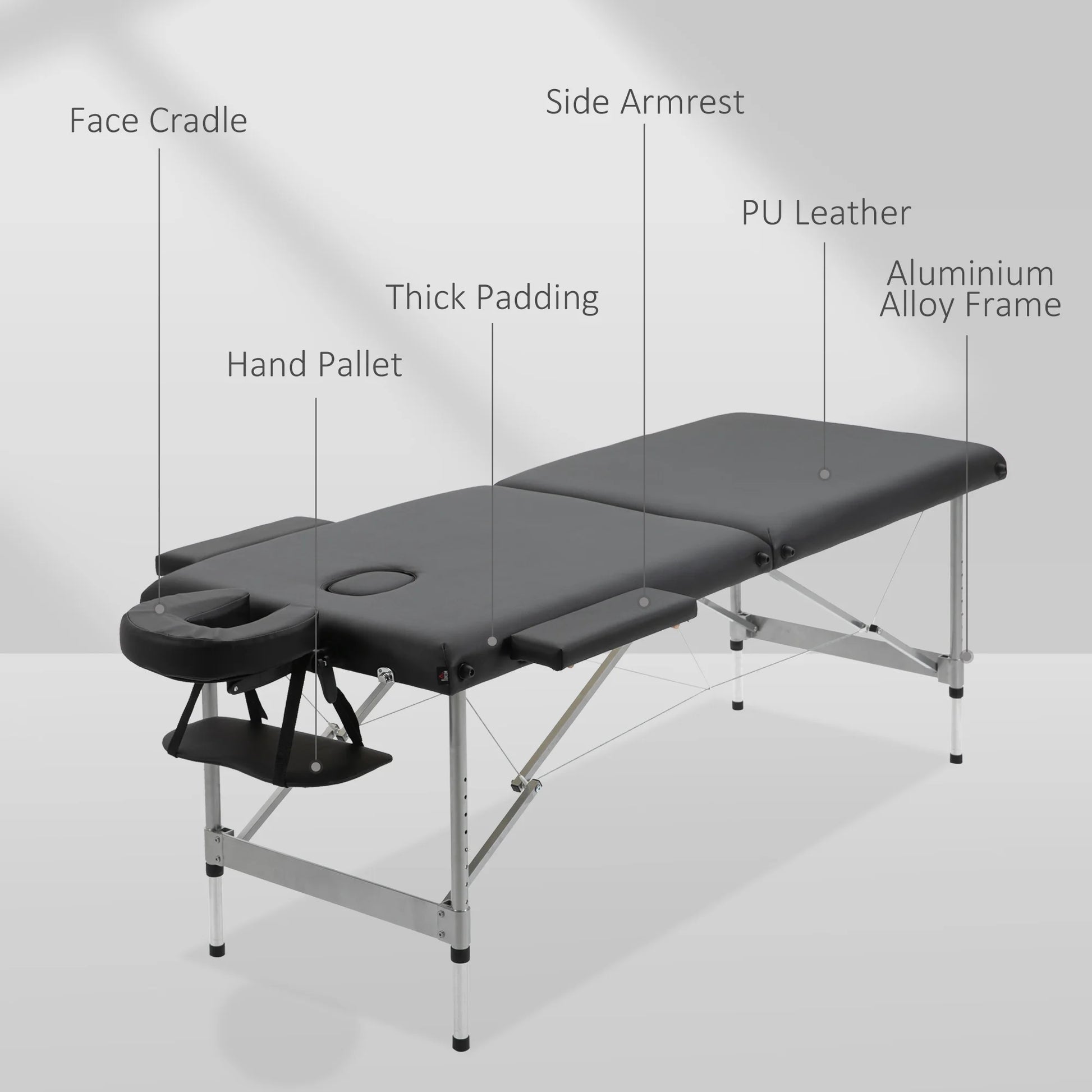 Massagetafel - Massagetafel Inklapbaar - Verstelbare Hoogte - 186x71x83cm - Aluminium Frame - Draagbaar - en Comfortabel - Dikke Kussen - Beige - QUORE