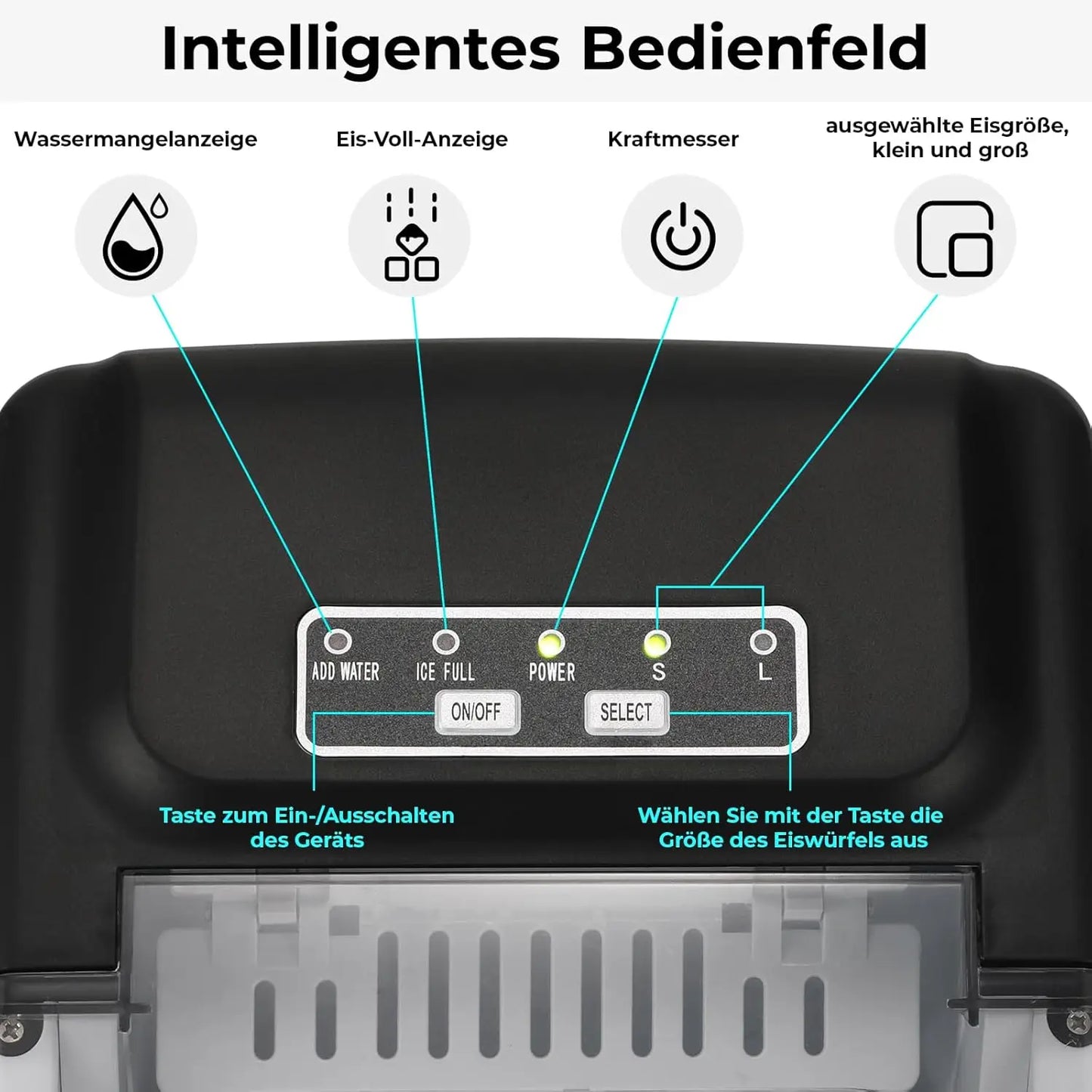 Ijsblokjesmachine - Elektrische Ijsblokjesmachine - Ijsmaker - Ijsmachine - 9 Kubussen elke 6-12min - Zelfreinigend - 1.2L - 55 dB - 220-240V - 50Hz - 10-43℃ - RVS - 29.4 x 23.7 x 29cm - Zilver