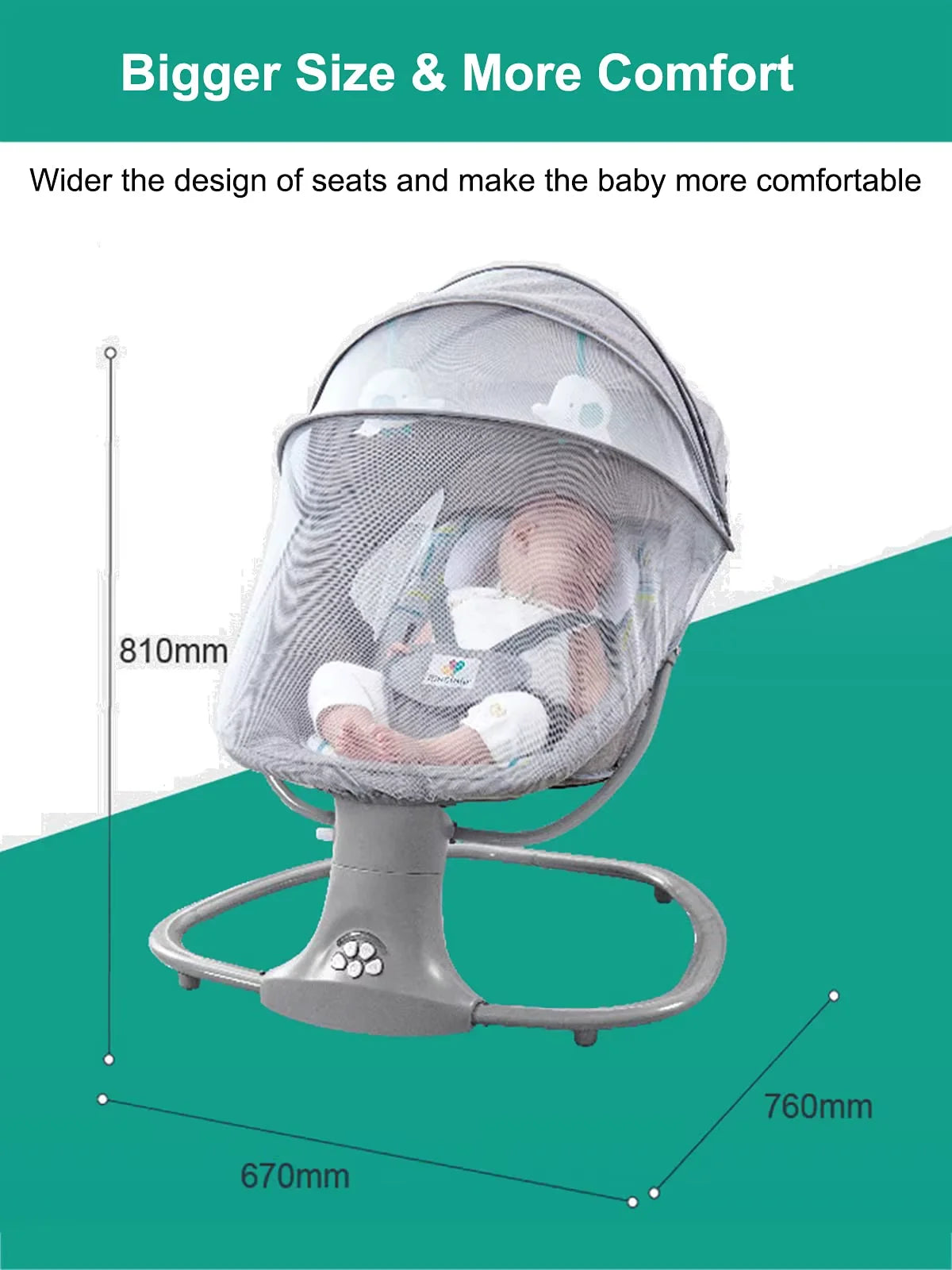 Elektrische Wipstoel - Baby Schommel - Baby Automatische Schommelstoel - Babybedje - Wipstoel - Automatische Wieg voor Baby’s - Schommelbedjev - Comfortabel & Veilig - Afstandsbediening - Khaki