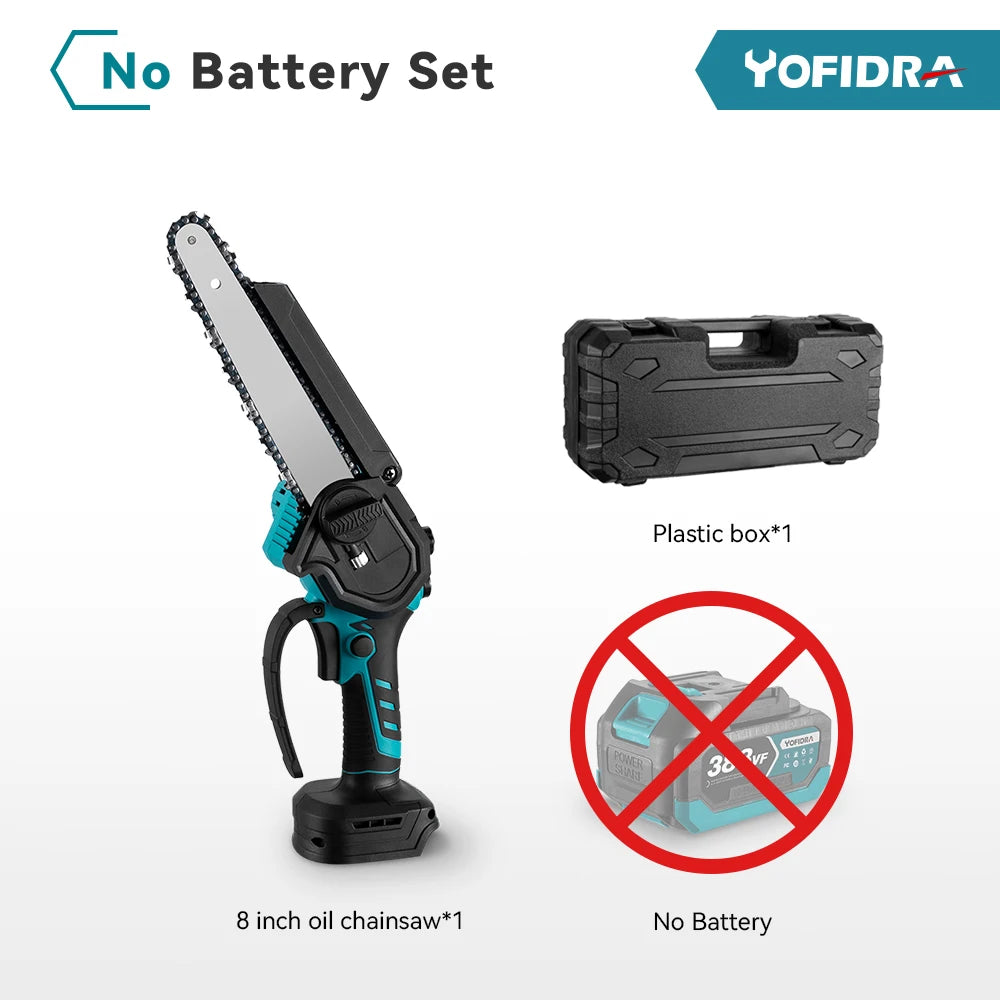 YOFIDRA 8 Inch Mini Brushless Electric Chainsaw Cordless Pruning Saw Cordless Woodworking Garden Tool For Makita 18V Battery Pin - QUORE