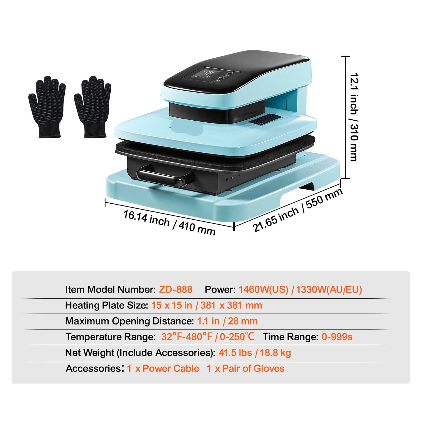 Automatische Warmtepers – Warmtepers Machine – Transferpers – Textielpers – Hobbypers – Werkoppervlak 38x38 cm – Snelle Opwarming