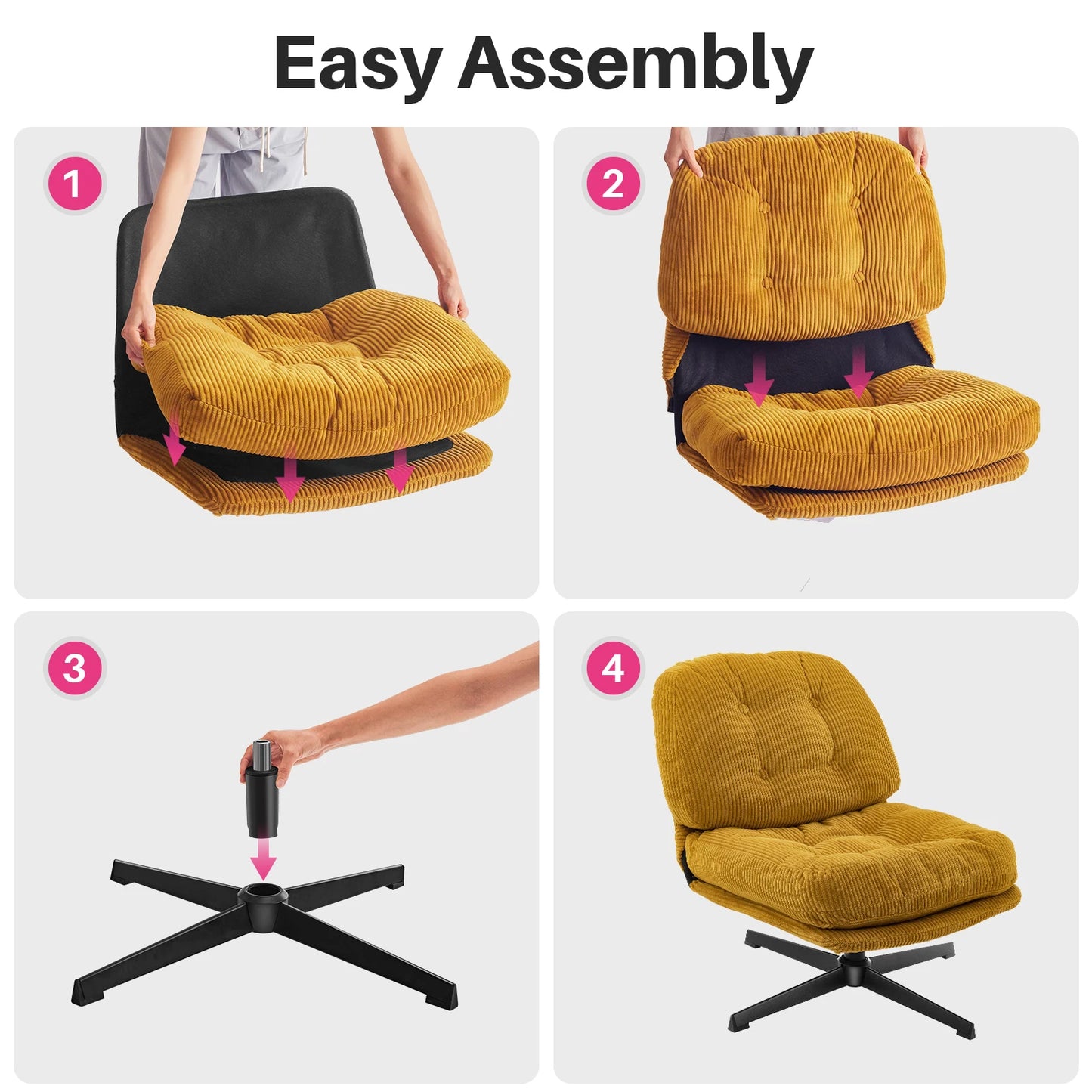 Relaxstoel - Schommelstoel - Fauteuil - Loungestoel - Moderne Vouwbare Accent Stoel -  360° Draaibaar Tufted Luil stoel - met Dikke Kussen en Ottoman voor Woonkamer - Groen - QUORE