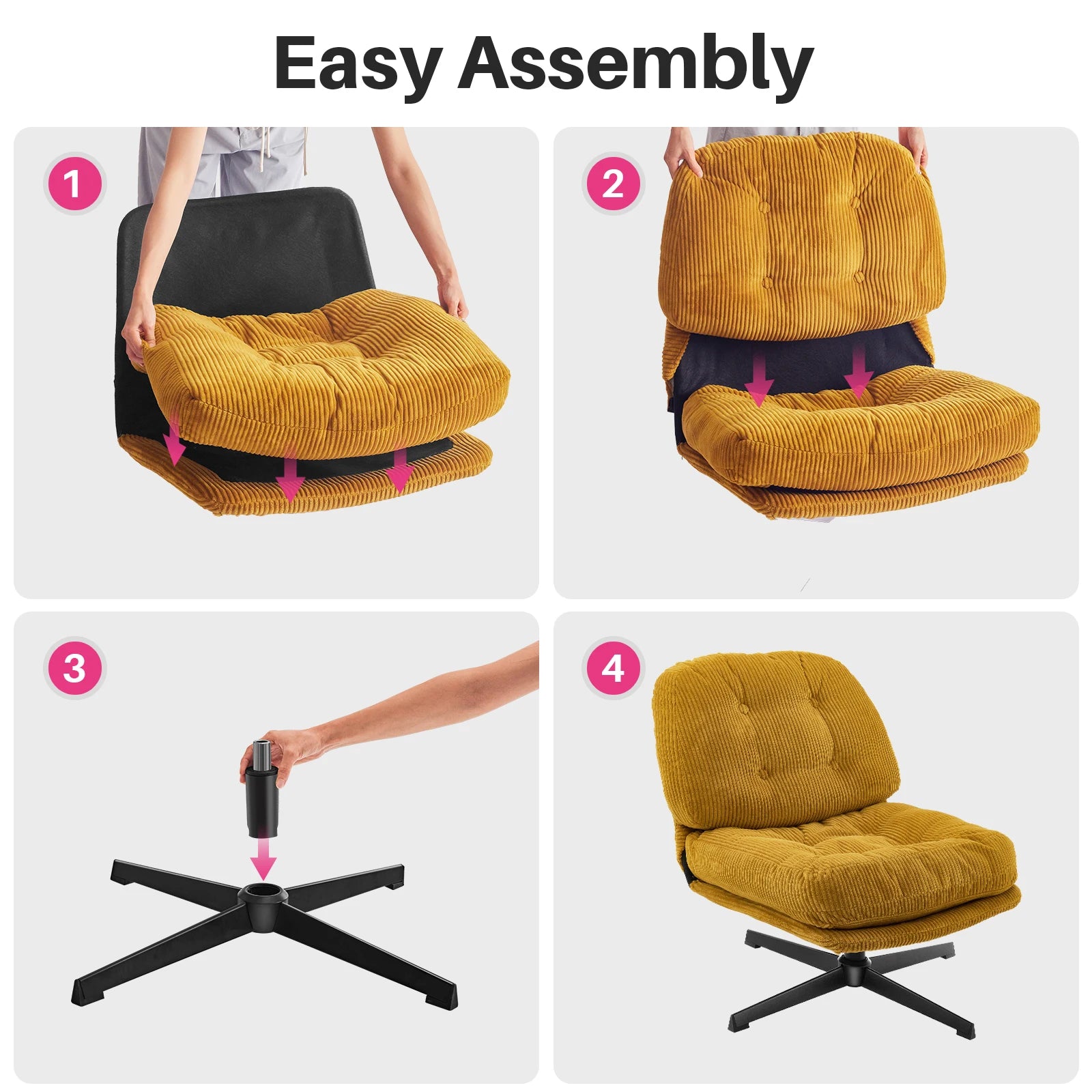 Relaxstoel - Schommelstoel - Fauteuil - Loungestoel - Moderne Vouwbare Accent Stoel -  360° Draaibaar Tufted Luil stoel - met Dikke Kussen en Ottoman voor Woonkamer - Groen - QUORE