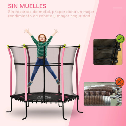 Kindertrek Trampoline Ø 110 cm - Safety Net - Springloos - Poeder - Coating - Steel - Outdoor - Indoor - 38 cm Hoogte