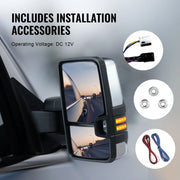 VEVOR 1Pair Towing Mirror Power Heated Temp Sensor with Signal Light Tow Mirrors for Chevrolet Silverado 2003-2014/GMC/Cadillac