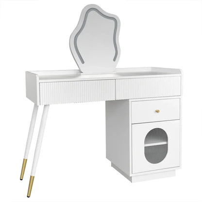 Make-up Tafel – Kaptafel – Schminktisch – Make-up Bureau – Make-up Meubel – Wit – Moderne LED Spiegel – 2 Ruime Lades en Verstelbare Helderheid