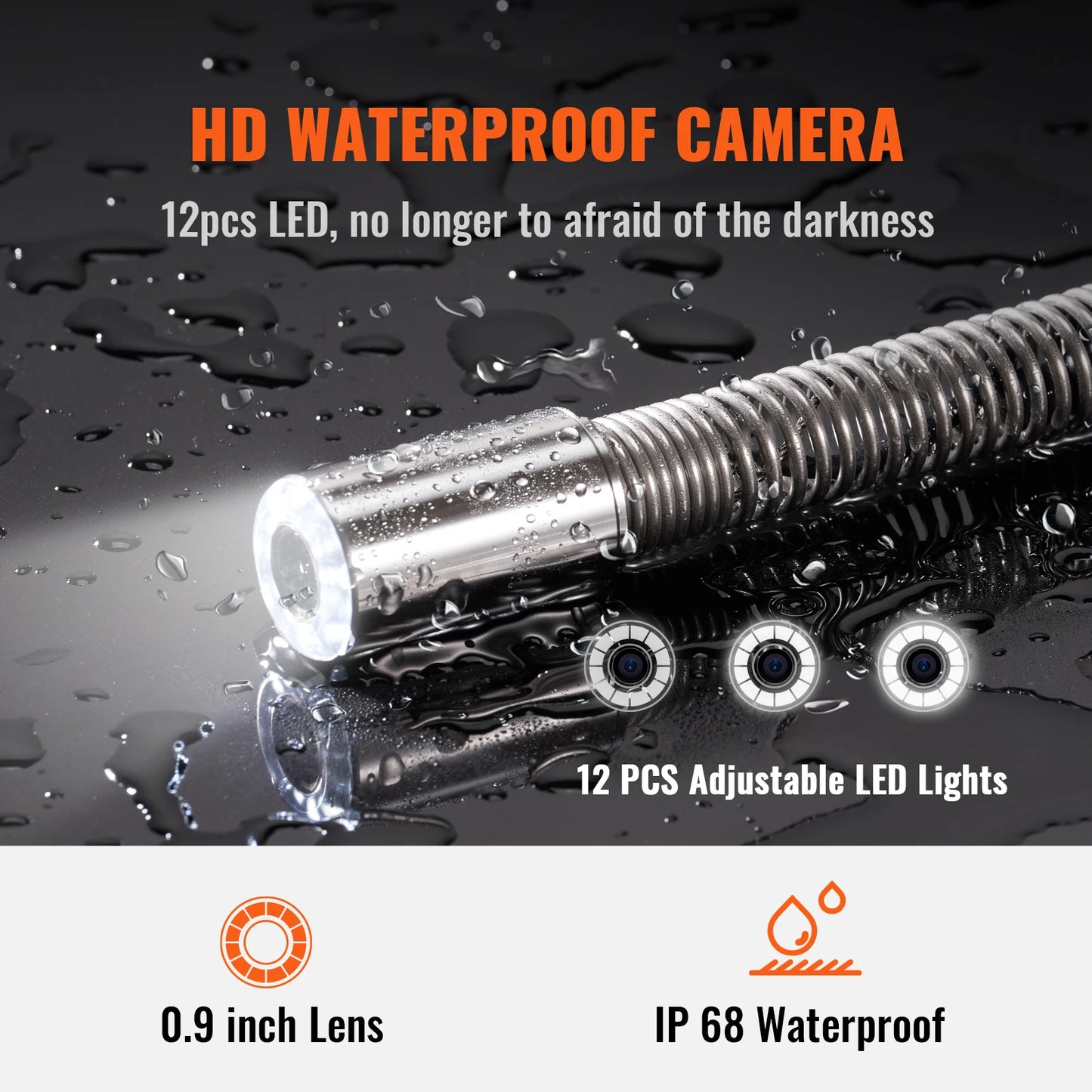 Rioolinspectiecamera – Afvoerinspectiecamera – Pijpencamera – Loodgieterscamera – Buizeninspectieapparaat – 9 Inch HD Kleurenscherm – IP68 Waterdicht Met 120 Meter Kabel