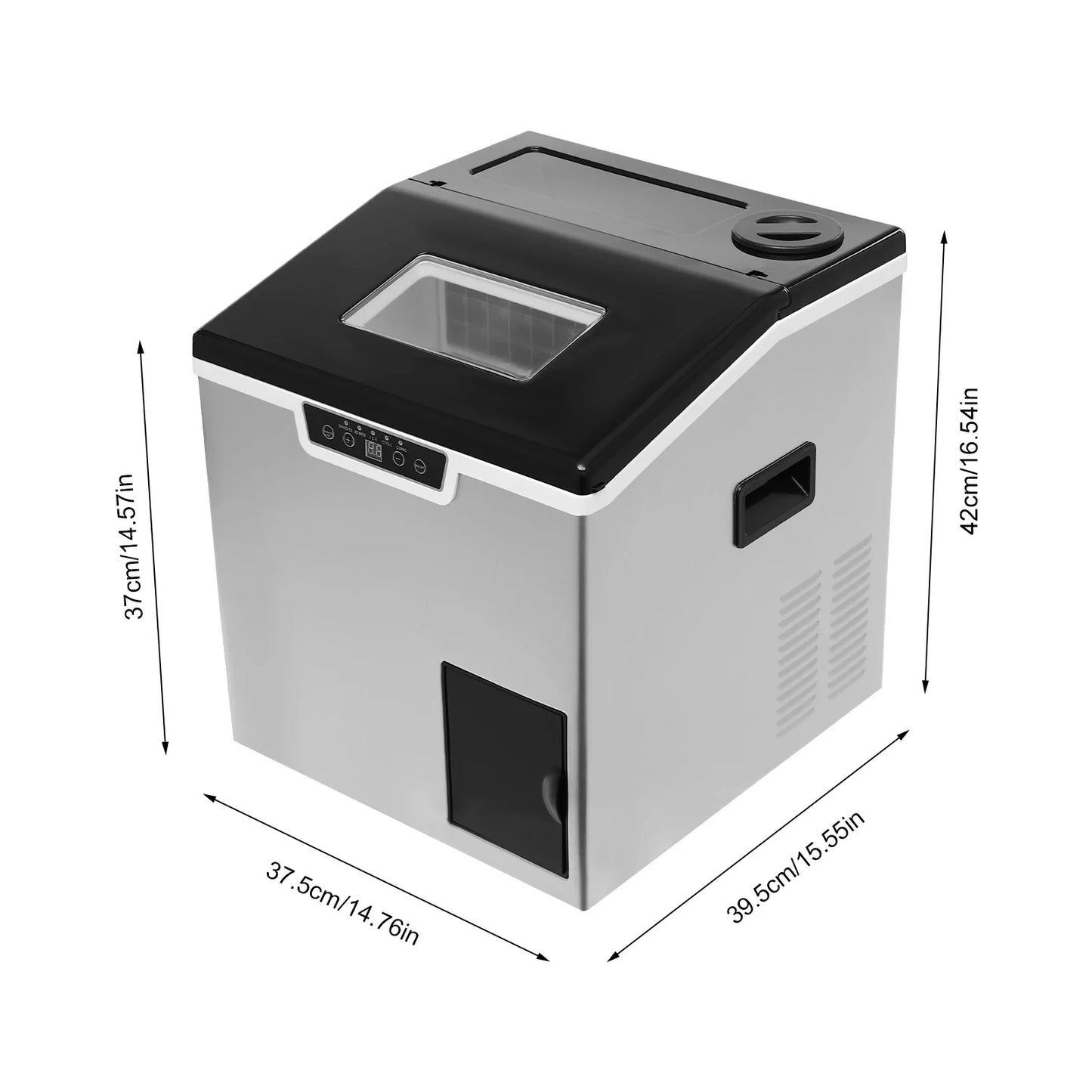2-in-1 Ice Maker and Crusher, LCD Display, Auto Cleaning, Safety Alerts, Durable ABS & Stainless Steel, Perfect for Home or Cafe