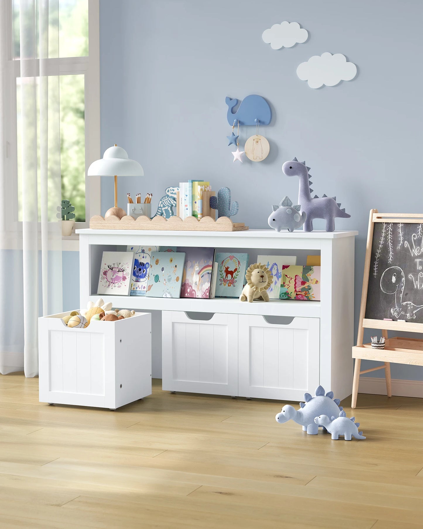 Opbergkast - Kast - Dressoir - Dressoirs - Speelgoedkast - 102 cm x 30 cm x 60cm -Wit - QUORE