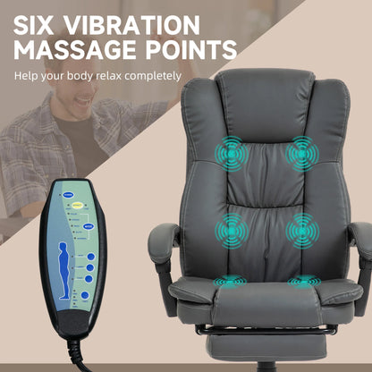 Verstelbare Bureaustoel – Ergonomische Stoel – Bureaustoel Met Massage – Bureaustoel Met Voetensteun – 6 Vibratiepunten – Kantelbaar Tot 135°