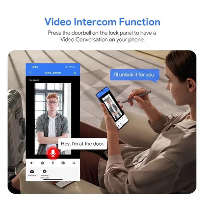 Smart Deurslot – Slimme Deurslot – Elektronisch Slot – Toegangscontrole – Video Intercom – Vingerafdruk en Gezichtsherkenning – App Besturing en Tweeweg Audio - 24 x 240 Insteek