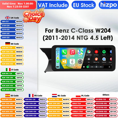 Hizpo Carplay 4G AI Systems Android 13 Car Radio for Mercedes Benz C-Class W204  Multimedia Video Player GPS Autoradio Bluetooth