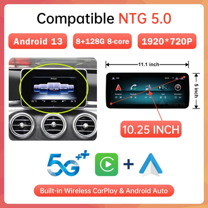 Android 13 Touchscreen – Multimedia Unit – Navigatiesysteem – Auto Radio – Head Unit – 10,25 Inch Scherm – Qualcomm 8GB RAM & 128GB Opslag