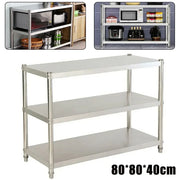 Verstelbare RVS Keukenrek - Ruimtebesparend Met Hoge Draagkracht - 80×40×80cm - 3-laags - Ruimtebesparende Metalen Opbergplank voor Keukens