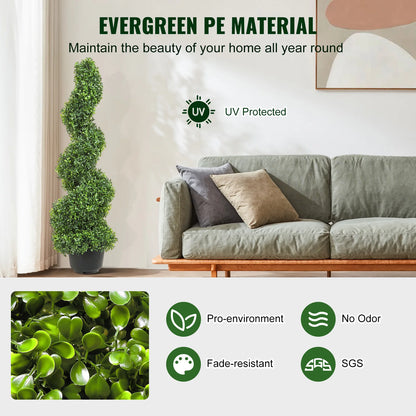Topiary planten -1/ 2 pcs  kunstmatig planten - kunstmatig buxus - Engels buxus dubbele bal vormige - kunstmatig buxus hegpaneel - 48 inch - Groen