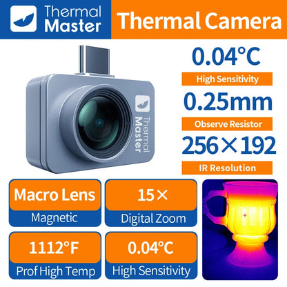 Thermische Camera – Warmtebeeldcamera – Infraroodcamera – Temperatuurmeter – Thermografische Camera – 256×192 Resolutie – 15x Inzoomen - Android