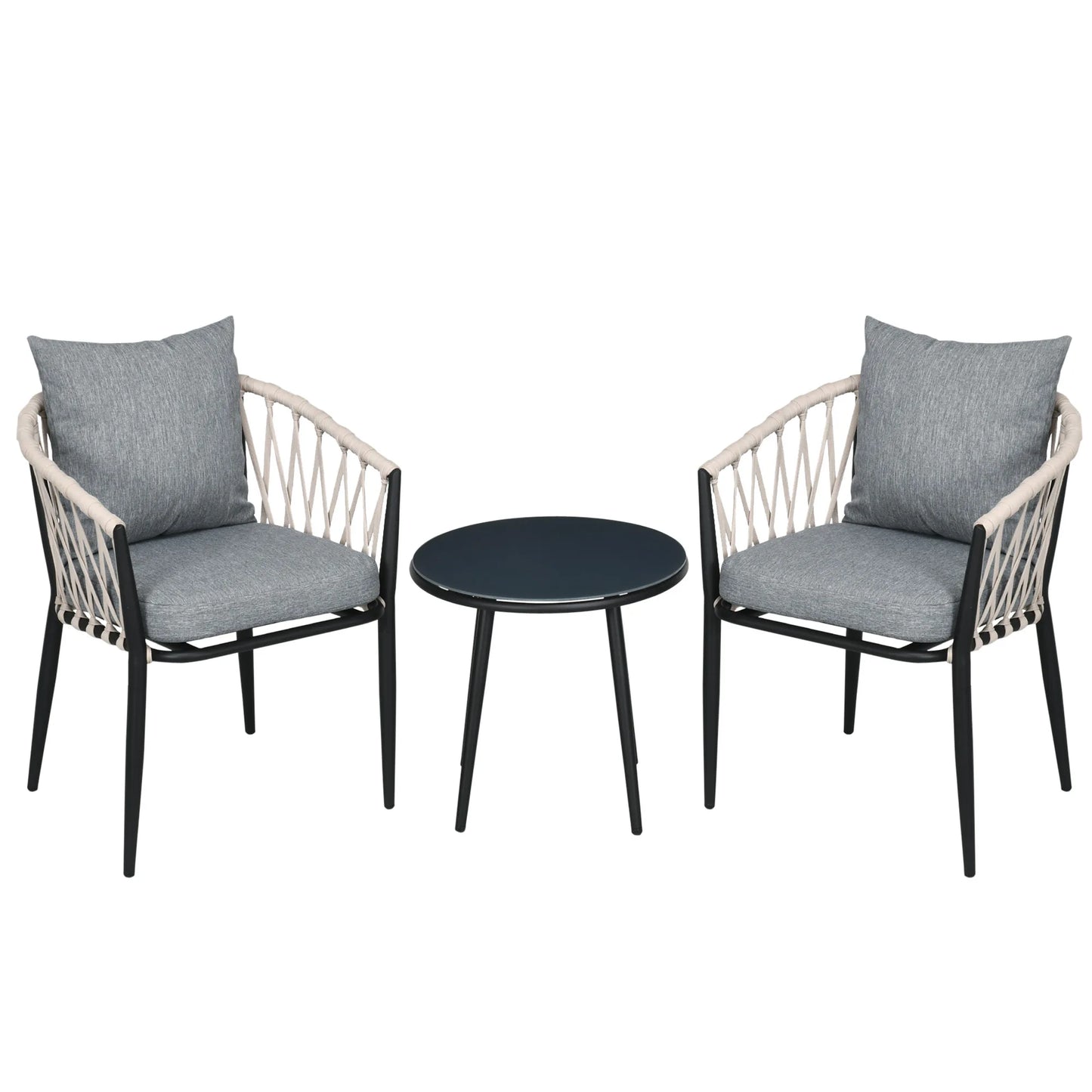 Tuinset – Buitenmeubelset – Balkonset – Terrasmeubel – Compact Design – Gepoedercoat Staal – Gehard Glas