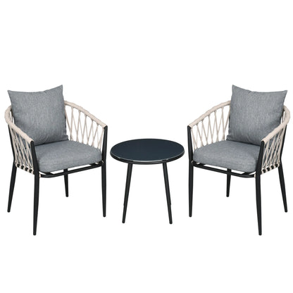 Tuinset – Buitenmeubelset – Balkonset – Terrasmeubel – Compact Design – Gepoedercoat Staal – Gehard Glas