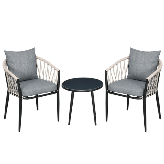 Tuinset – Buitenmeubelset – Balkonset – Terrasmeubel – Compact Design – Gepoedercoat Staal – Gehard Glas