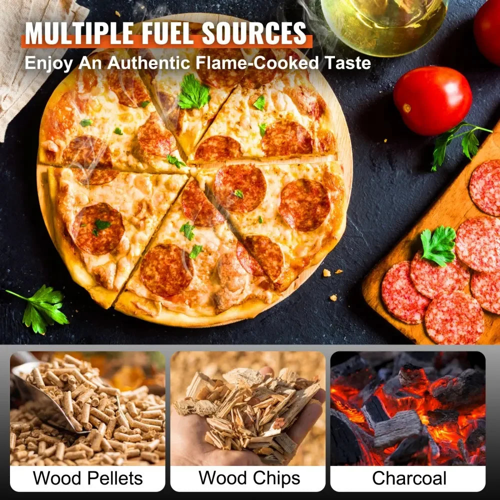 Buiten Pizza Oven - Pizza Oven - 12 Inch - 1000°F Hitte - Houtpellet - en Houtskool - Voor Buiten Koken - Camping - Tuin - met Pizzasteen