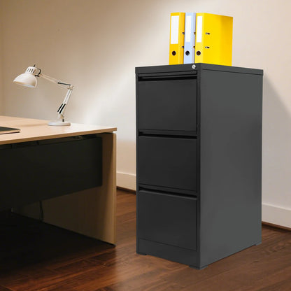 Archiefkast – Ladekast – Kantoorkast – Opbergkast – Ladeblok – Met 3 Lades – Afsluitbaar Met Slot – Staal Met PVC Coating
