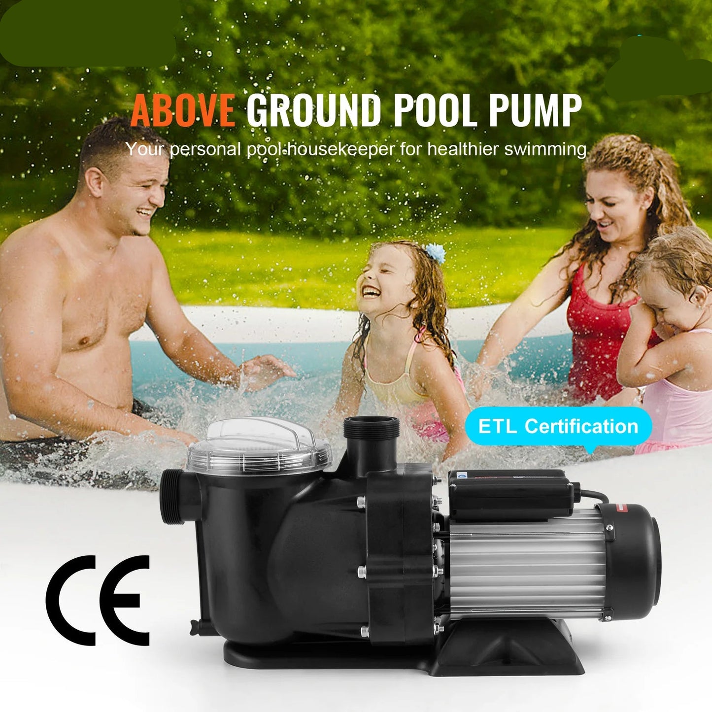Zwembadpomp - 2 Pk 115 GPM - Maximale Doorstroming - 220V - Filtermand - 2850RPM - voor Bovengrondse Zwembaden - Hot Tubs - Spa'S - Max. 40.000L
