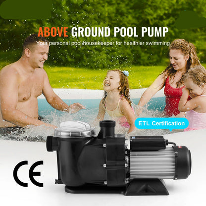 Zwembadpomp - 2 Pk 115 GPM - Maximale Doorstroming - 220V - Filtermand - 2850RPM - voor Bovengrondse Zwembaden - Hot Tubs - Spa'S - Max. 40.000L