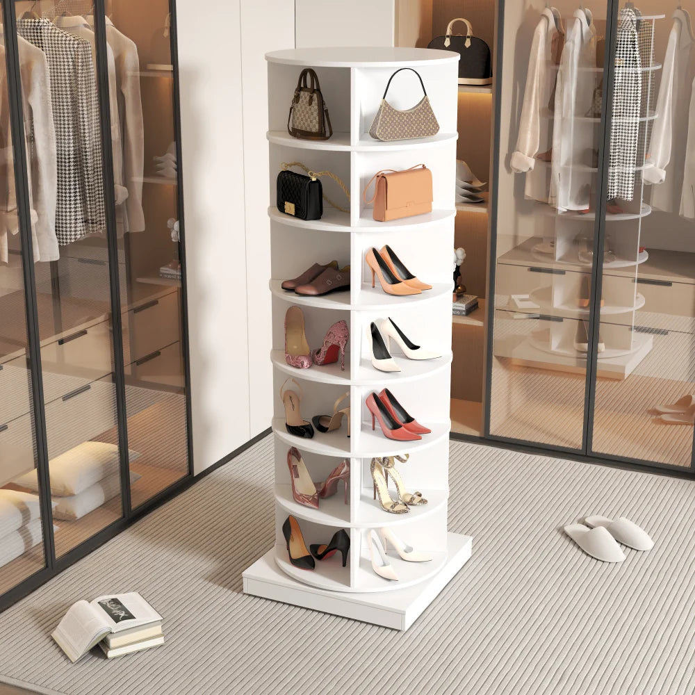 Schoenenkast – Schoenopberger – Schoenenrek – Schoenenkast Draaibaar – Schoenmeubel – 360° Draaimechanisme – Compact Formaat Wit