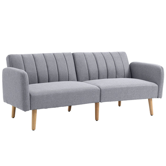 Slaapbank 2-Zits – Verstelbare Sofa Bed met Split-Back Functie – Comfortabele Logeerbed voor Woonkamer - Logeerkamer of Studentenkamer – 173x75x73 cm – Moderne Stijl - Grijze